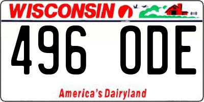 WI license plate 496ODE