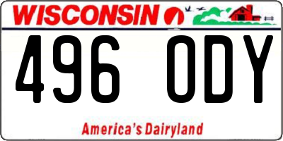 WI license plate 496ODY