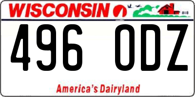 WI license plate 496ODZ