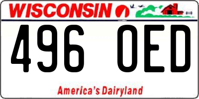 WI license plate 496OED