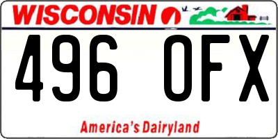 WI license plate 496OFX