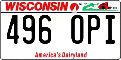 WI license plate 496OPI