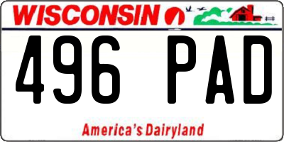 WI license plate 496PAD