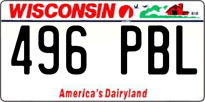 WI license plate 496PBL