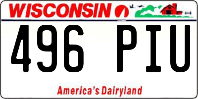 WI license plate 496PIU
