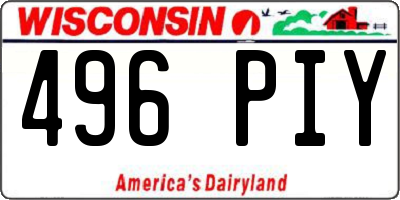 WI license plate 496PIY
