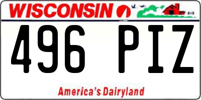 WI license plate 496PIZ