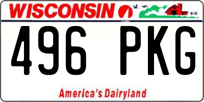 WI license plate 496PKG