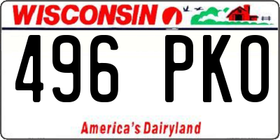 WI license plate 496PKO