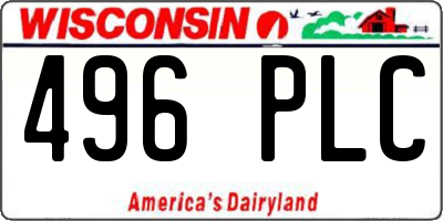 WI license plate 496PLC