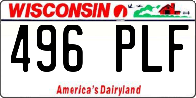WI license plate 496PLF