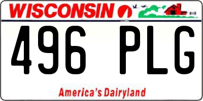 WI license plate 496PLG