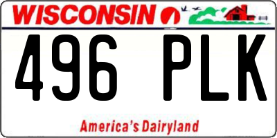 WI license plate 496PLK
