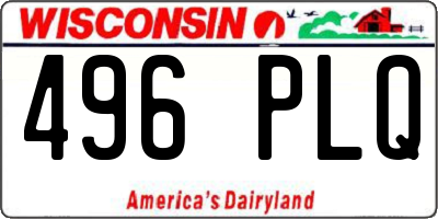 WI license plate 496PLQ