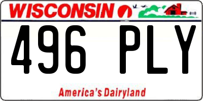 WI license plate 496PLY
