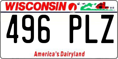 WI license plate 496PLZ