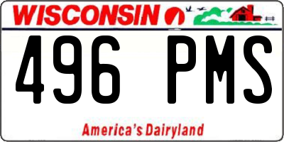 WI license plate 496PMS