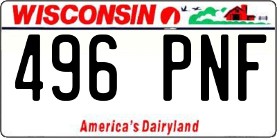 WI license plate 496PNF