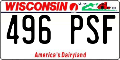 WI license plate 496PSF