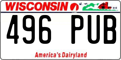 WI license plate 496PUB