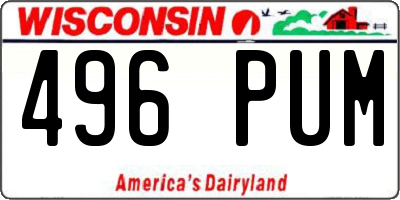 WI license plate 496PUM