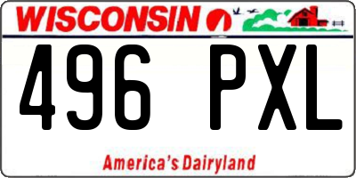 WI license plate 496PXL