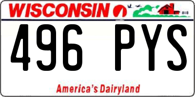 WI license plate 496PYS