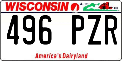 WI license plate 496PZR