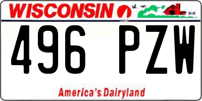 WI license plate 496PZW