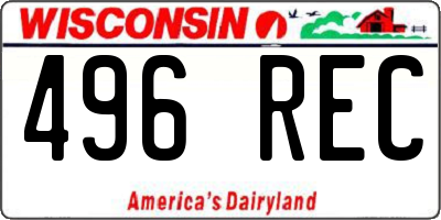 WI license plate 496REC