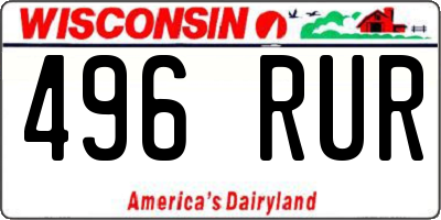 WI license plate 496RUR