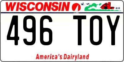 WI license plate 496TOY