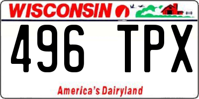 WI license plate 496TPX