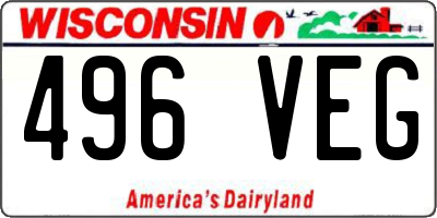 WI license plate 496VEG