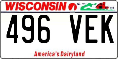 WI license plate 496VEK