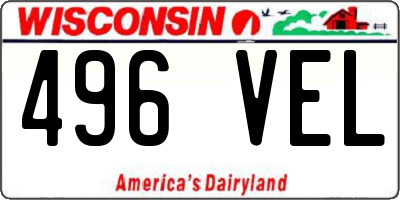 WI license plate 496VEL