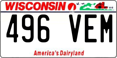 WI license plate 496VEM