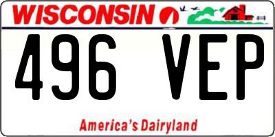 WI license plate 496VEP