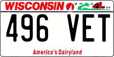 WI license plate 496VET