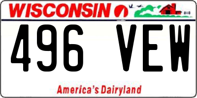WI license plate 496VEW