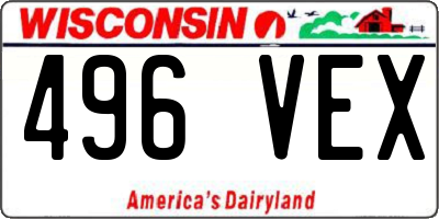 WI license plate 496VEX
