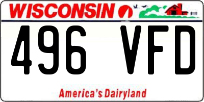 WI license plate 496VFD