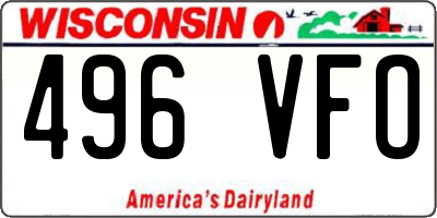 WI license plate 496VFO
