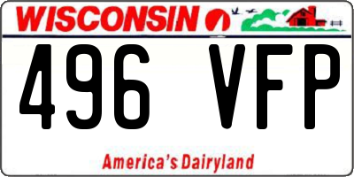 WI license plate 496VFP