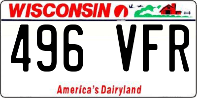 WI license plate 496VFR