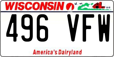 WI license plate 496VFW