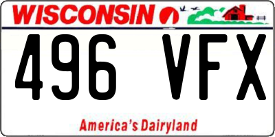 WI license plate 496VFX