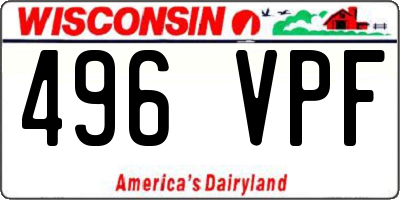 WI license plate 496VPF