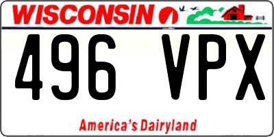 WI license plate 496VPX
