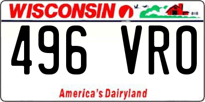 WI license plate 496VRO